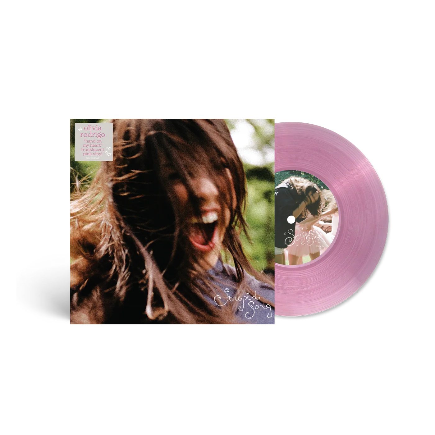 Olivia Rodrigo stupid song - 'hand on my heart' translucent pink 7" vinyl